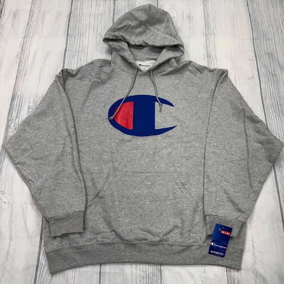 NWT BIG C LOGO Champion Hoodie Sweatshirt 2XL Gray Big & Tall Mens